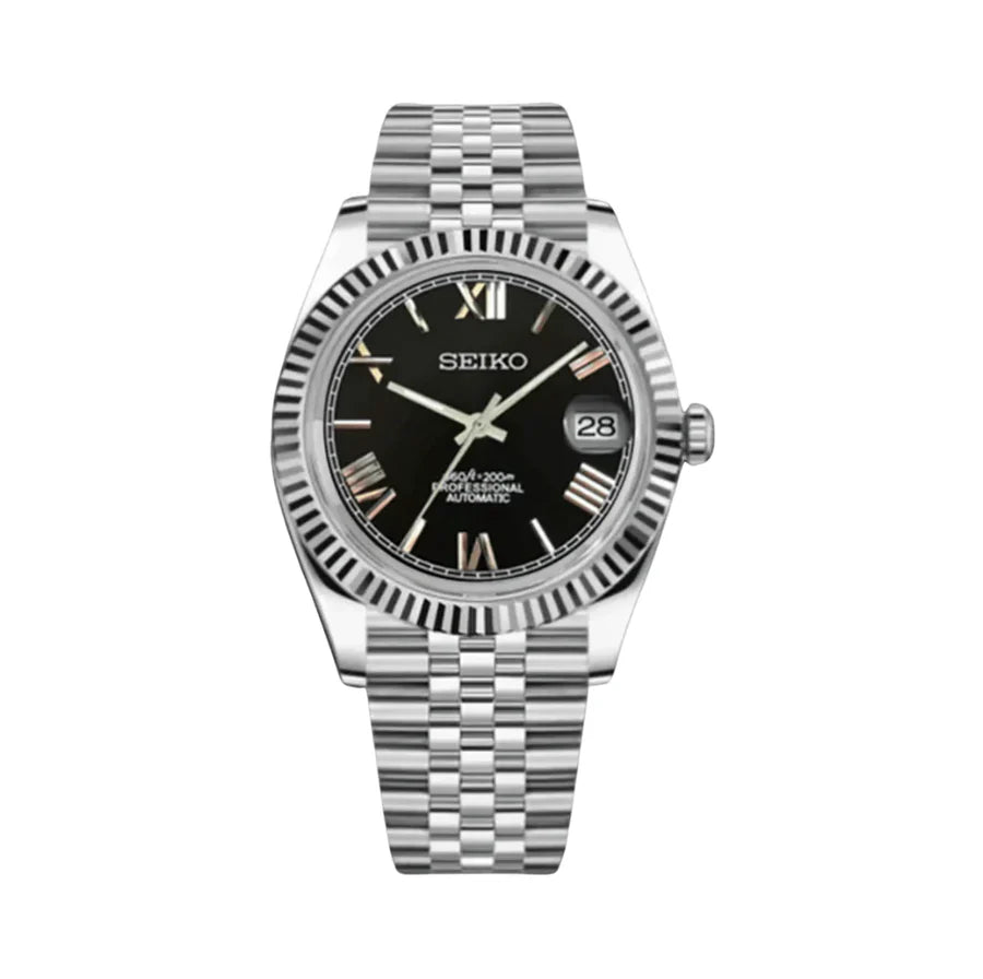 Seiko Datejust Mod – Black Roman Dial Date