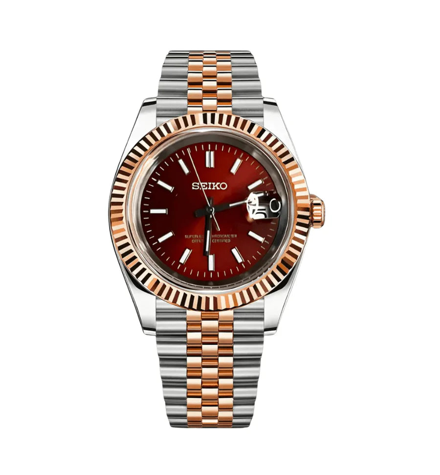 Seiko Datejust Mod – Red Sunburst Dial Date