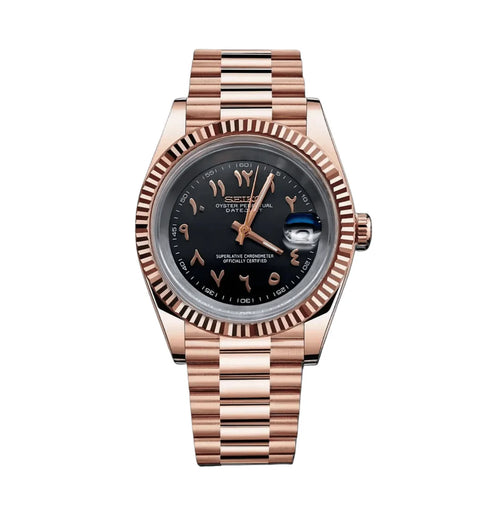 Seiko Datejust Mod – Black Arabic Dial (Rose Gold)