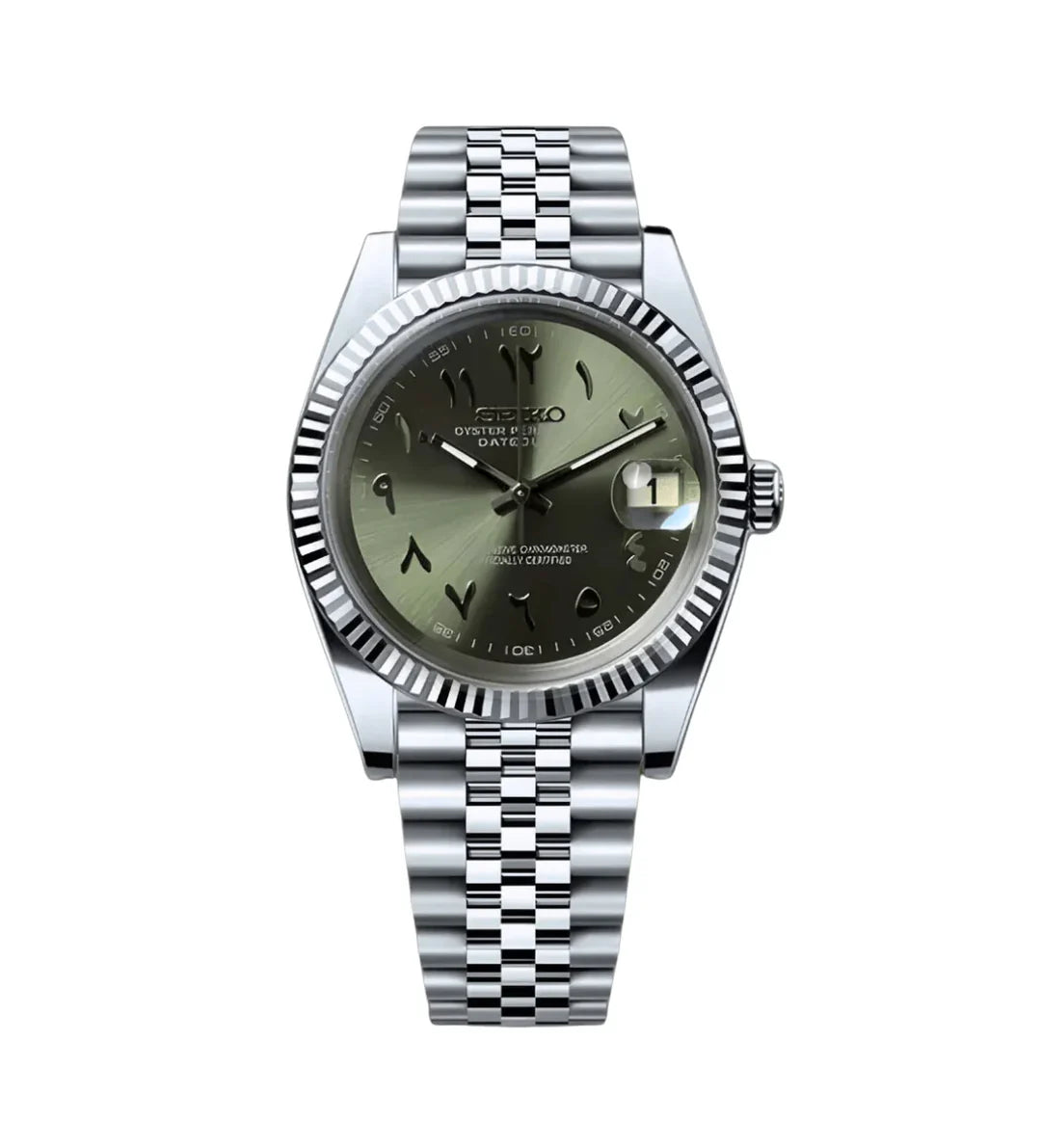 Seiko Datejust Mod – Olive Green Arabic Dial