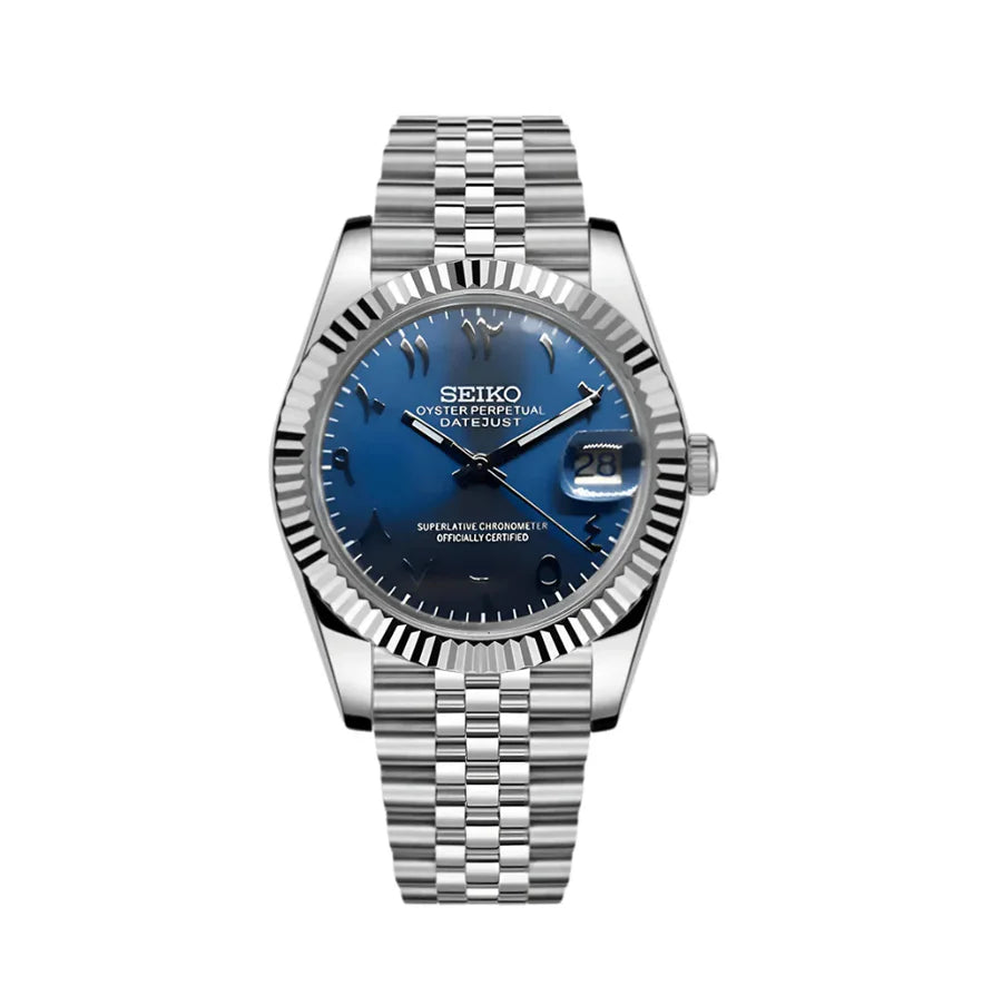 Seiko Datejust Mod – Blue Sunburst Arabic Dial