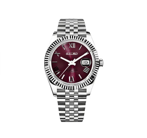 Seiko Datejust Mod – Burgundy Roman Dial (40mm)